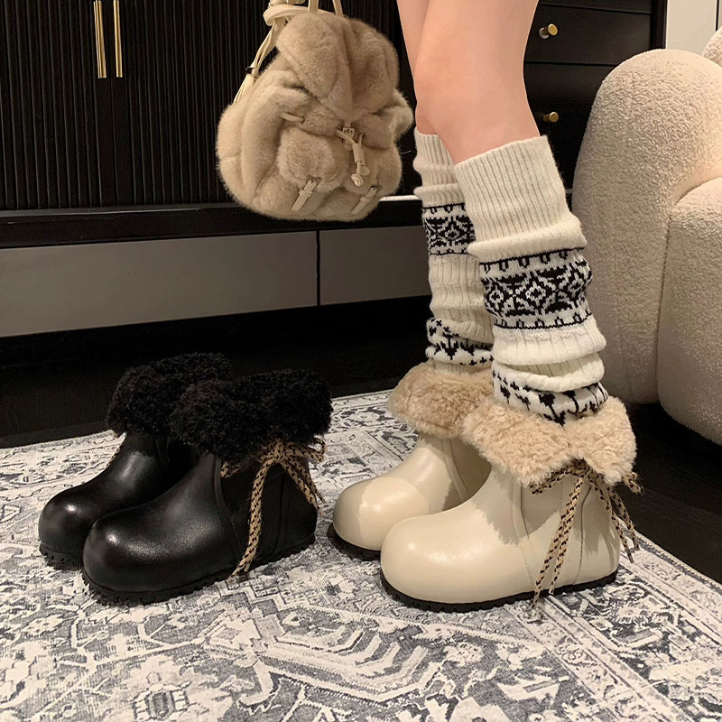 牛皮版雪地靴女冬季加绒保暖厚底