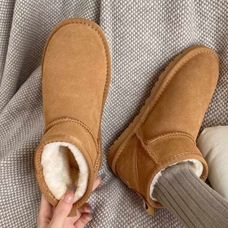 羊皮毛一体雪地靴女冬季新款时尚一脚蹬加厚棉鞋加绒保暖防滑短靴