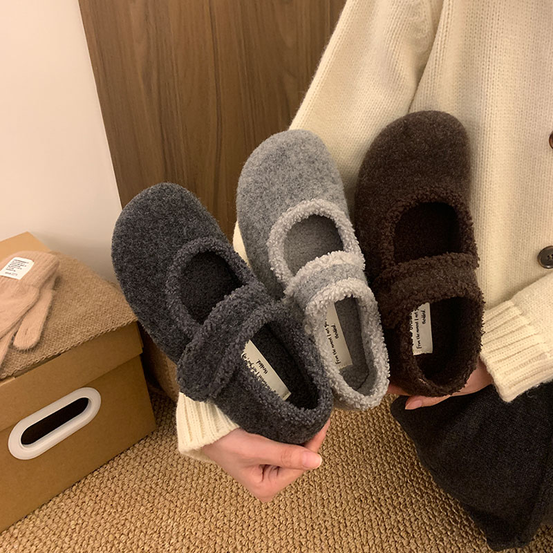 冬季加绒保暖软底勃肯玛丽珍鞋