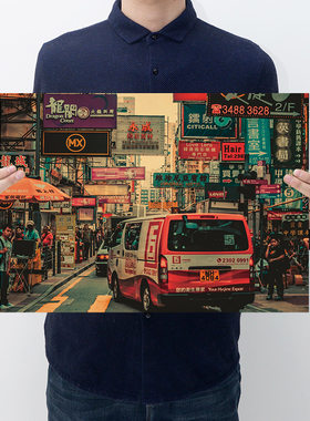 1997年香港街头  怀旧牛皮纸海报酒吧KTV咖啡馆装饰贴画