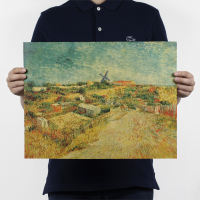 88 oil paintings by Van Gogh, Monet and Picasso, retro kraft paper poster decorative paintings, living room and bar hanging paintings thumbnail 4