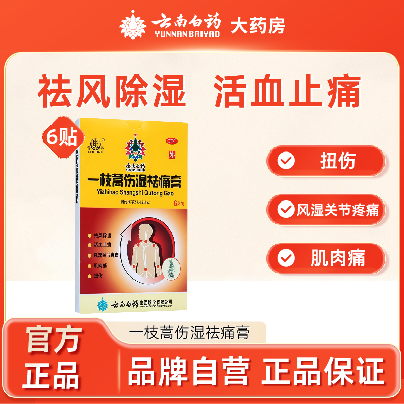 云南白药雷公一枝蒿伤湿祛痛膏2贴*3袋/盒祛风除湿风湿关节疼痛