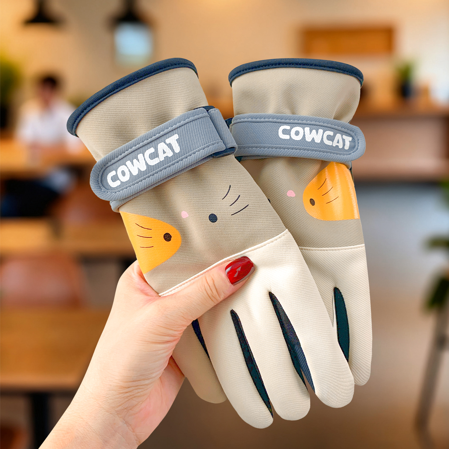 保暖手套女冬季可爱加绒加厚学生户外骑行防风防寒防泼水触屏防滑