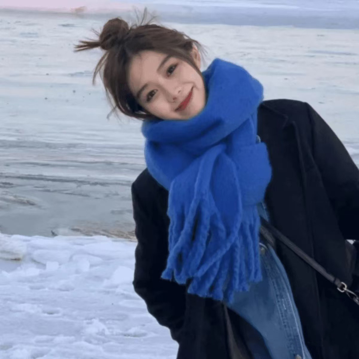 克莱因蓝围巾女冬季高级感流苏大披肩软糯加厚保暖马海毛纯色围脖,服饰配件/皮带/帽子/围巾,围巾/丝巾/披肩,淘宝优惠券,粉丝福利购,淘宝优惠卷