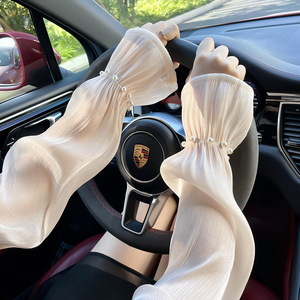 2026新款网纱珍珠开车手袖冰丝袖套女夏天防紫外线护臂防晒袖冰袖