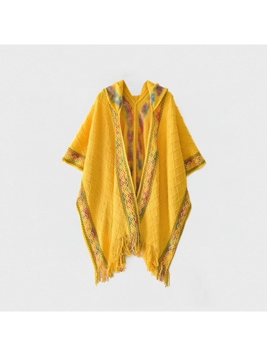 Этнический плащ, накидка из провинции Юньнань, трикотажное платье с капюшоном, шарф