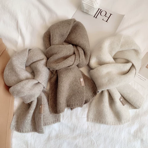 Универсальный зимний брендовый трикотажный удерживающий тепло шарф из искусственного меха для влюбленных, в корейском стиле