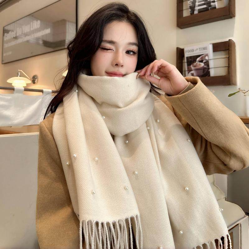 米色珍珠围巾女冬季长款加厚仿羊绒披肩两用韩版围脖百搭保暖毛线,服饰配件/皮带/帽子/围巾,围巾/丝巾/披肩,淘宝优惠券,粉丝福利购,淘宝优惠卷