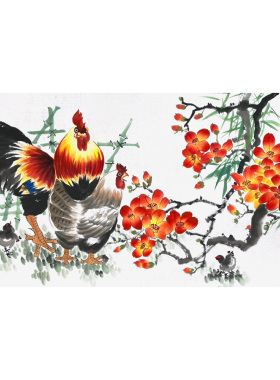 家和万事兴画鸡的画木棉花画