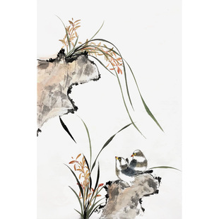 简约挂画 鸟语花香画 兰花国画 君子图 清廉寓意画 新中式禅意画