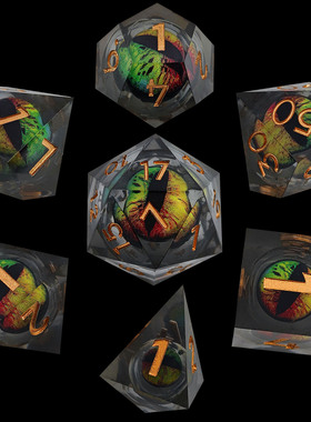 树脂龙眼骰子可活动的液体核心DND龙与地下城RPG桌游多面色子套装