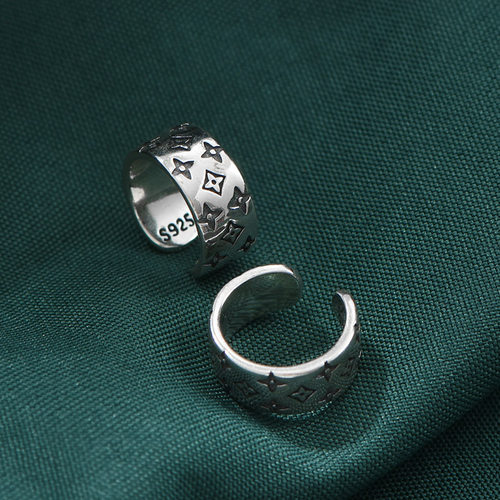 几何纹简约复古纯银耳骨夹男女