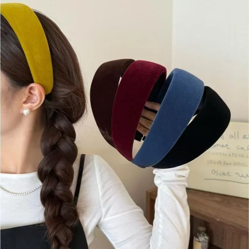 韩系加宽加厚丝绒宽边发箍女高颅顶显脸小压发头箍气质百搭发饰女