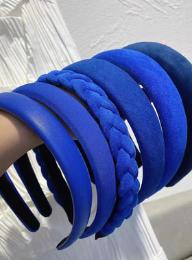 超显白克莱因蓝系发箍发夹蓝色头箍秋冬新款发饰网红发卡海绵头饰