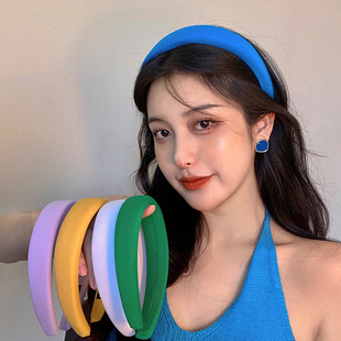 糖果色海绵发箍女夏天发卡网红新款 彩色高颅顶头箍发饰品 宽边法式