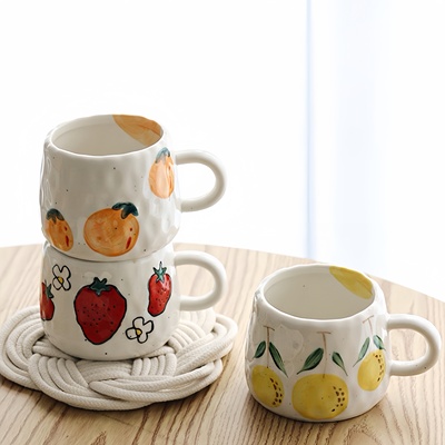 陶瓷马克杯日式高档精致咖啡杯高级感网红水杯釉下彩手工喝水杯