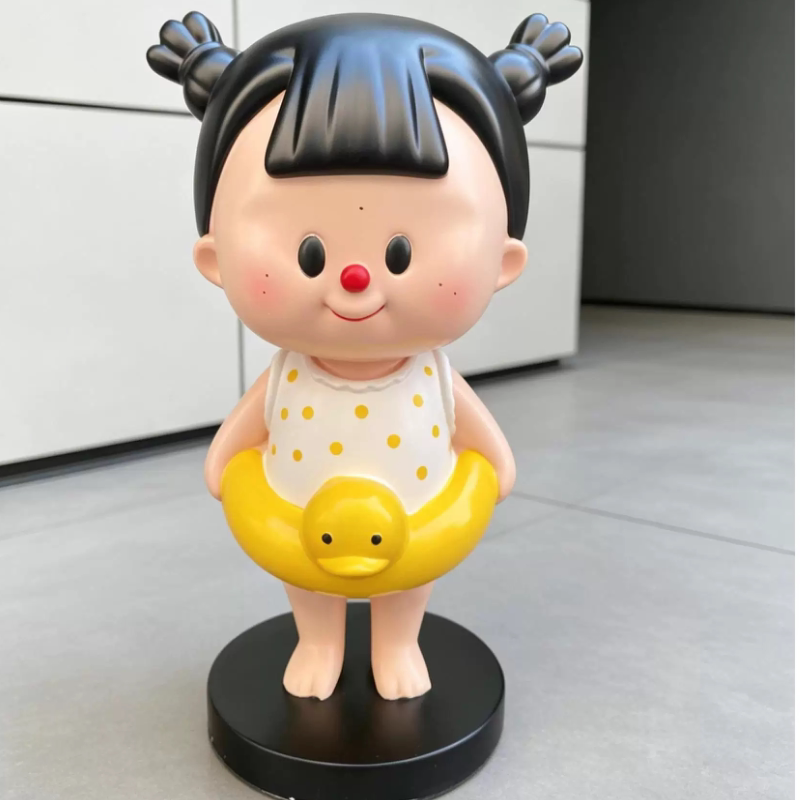 网红泡泡系手办女孩30厘米鸭子游泳圈多多妹可爱卡通潮玩摆件客厅