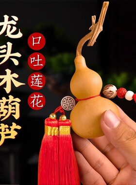 带龙头的木葫芦挂件红绳天然葫芦口吐莲花中国结安宅厕所卫生间