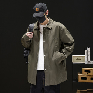 百搭情侣休闲上衣 复古大衣vibe时尚 潮牌痞帅长款 风衣男秋美式