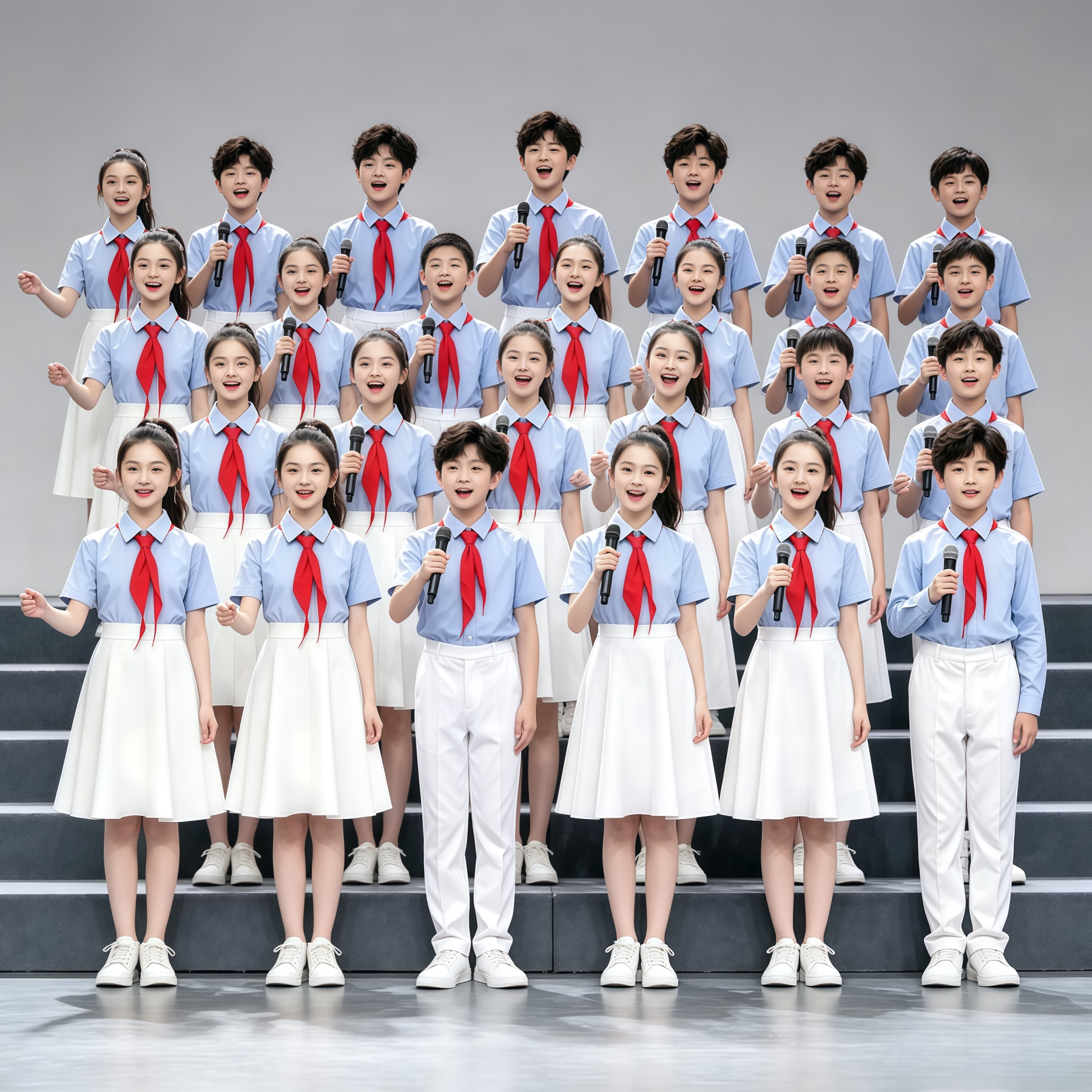 蓝色爱国合唱朗诵比赛演出服图片