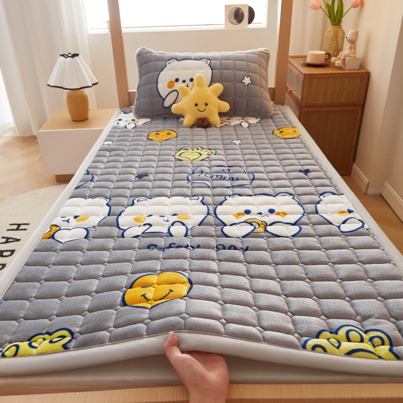 冬季牛奶绒床盖宿舍学生单人加绒床单床垫家用床褥子垫被铺底软垫