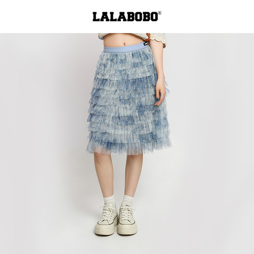 LALABOBO蕾丝蛋糕中长半裙