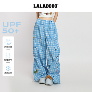 【卓沅同款】LALABOBO格纹长裤26年夏新潮原创慵懒风高街百搭裤子