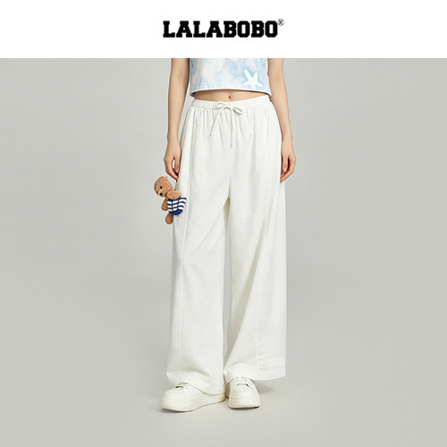 LALABOBO拎包小熊梭织长裤