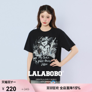 【李小冉同款】LALABOBO短袖T恤26年夏潮原创涂鸦风印花高街上衣