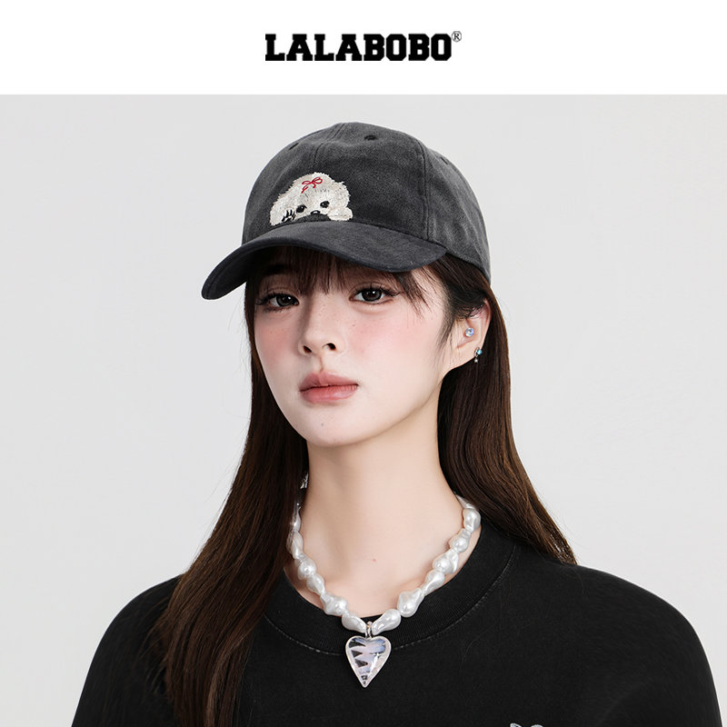 【商场同款】LALABOBO棒球帽25年秋新潮原创高街运动遮阳印花帽子