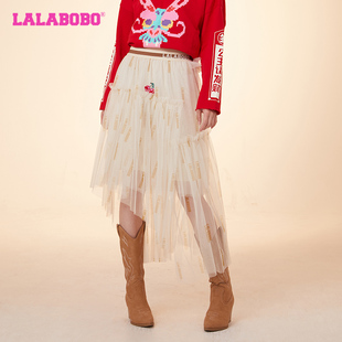 型骰子水果网纱裙LBDA 复古休闲松弛感A版 WXZQ 新款 LALABOBO24春季