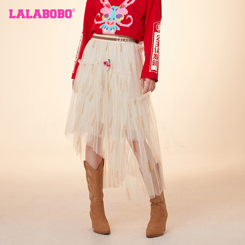 LALABOBO复古休闲网纱裙