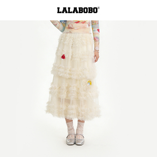 LALABOBO网纱半身裙26年夏新潮原创可爱风蛋糕裙裙子 复古野餐