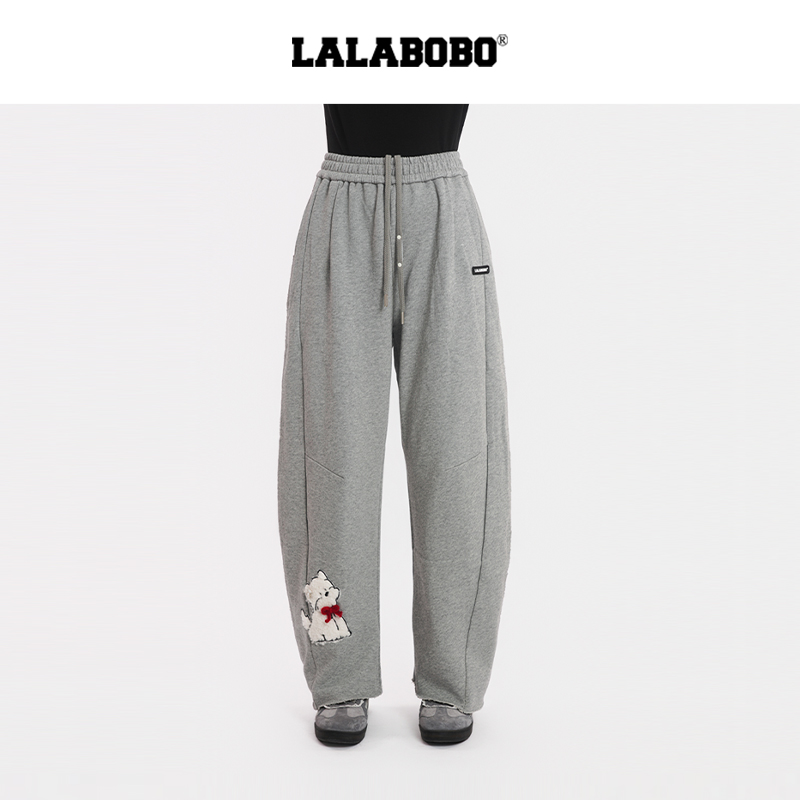 LALABOBO蝴蝶结小狗针织长裤