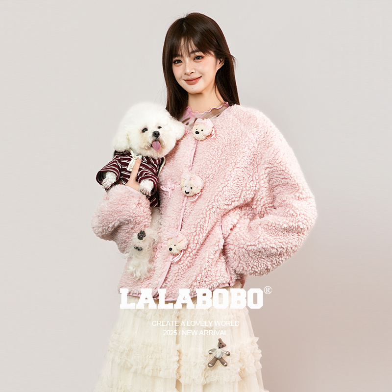 LALABOBO盘扣毛绒外套