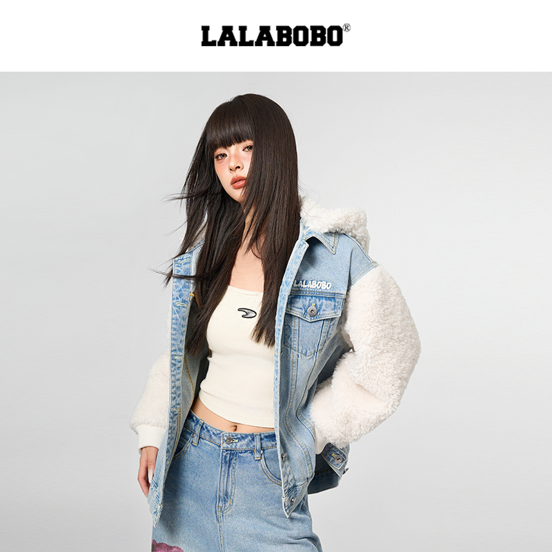 LALABOBO赖美云设计感牛仔外套