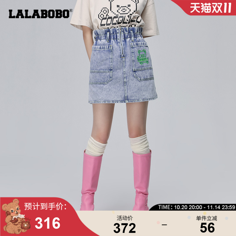LALABOBO春季新款牛仔短裙