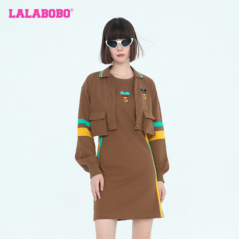 [美拉德]LALABOBO春季新品美式街头针织长袖连衣身裙|LBCC-WLZY11
