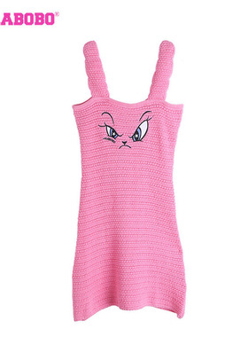 LALABOBO25春季新款纯棉辣妹休闲软糖兔毛织连衣裙女|LBDB-WLZY15