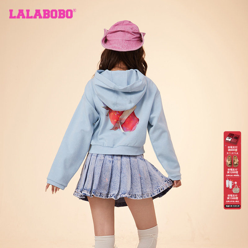 悦悦同款LALABOBO春短款复古休闲蜡染草莓连帽卫衣女|LBDA-WSTS43,女装/女士精品,卫衣/绒衫,淘宝优惠券,粉丝福利购,淘宝优惠卷