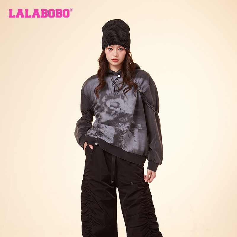LALABOBO复古休闲连帽卫衣