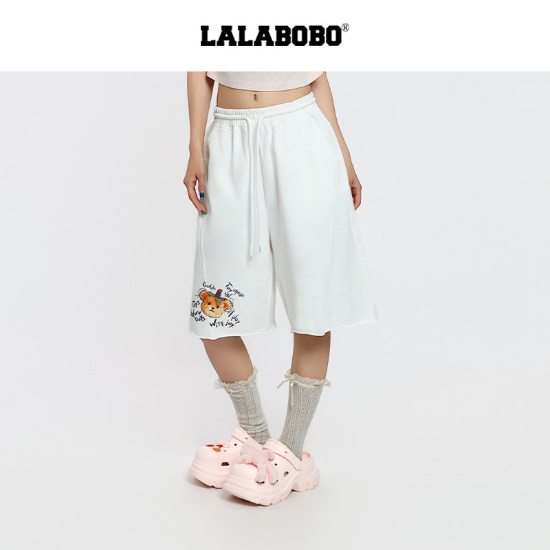 【拥抱爱】LALABOBO五分短裤26年夏新原创运动风热裤高街百搭裤子 - 实物图