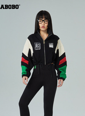 LALABOBO春季款美式街头彩虹老花休闲开襟卫衣外套女|LBCA-WSJW19