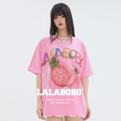 LALABOBO水果菠萝字母T恤