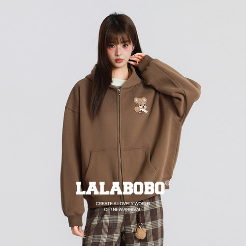 LALABOBO电话小熊开衫卫衣