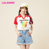 打底衫 T恤女 美式 LALABOBO春新品 时尚 可爱学院风短袖 LBCB WSDT22