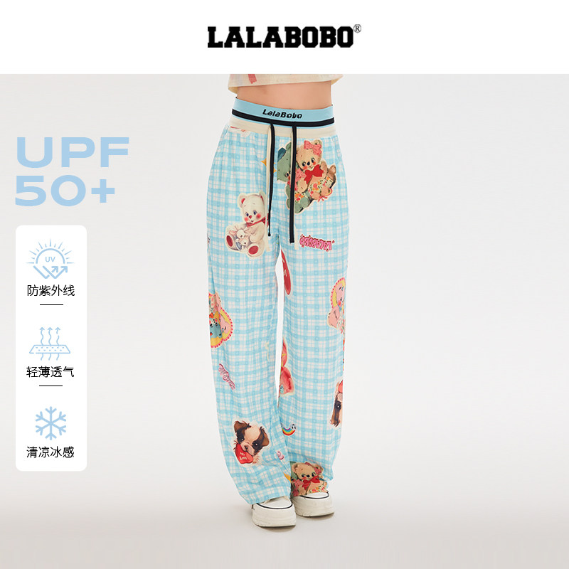 【李梦颖同款】LALABOBO26年冰感长裤夏新款女原创潮趣味贴纸长裤