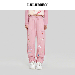 甜美风裤 25年冬新潮原创长裤 LALABOBO刺绣运动卫裤 子 玩偶系列