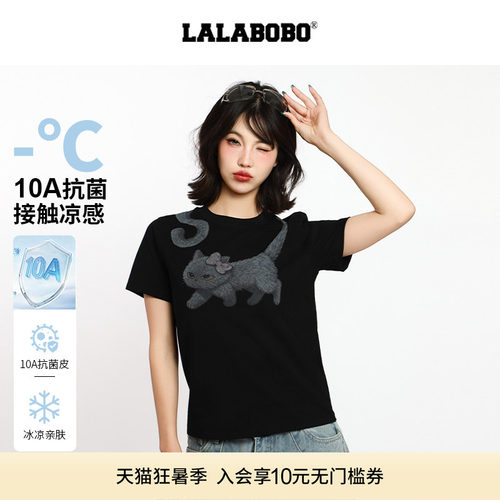 LALABOBO小猫直筒短袖T