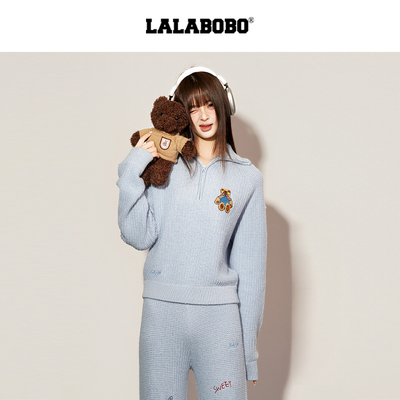 LALABOBO半高领拉链小狗套头卫衣